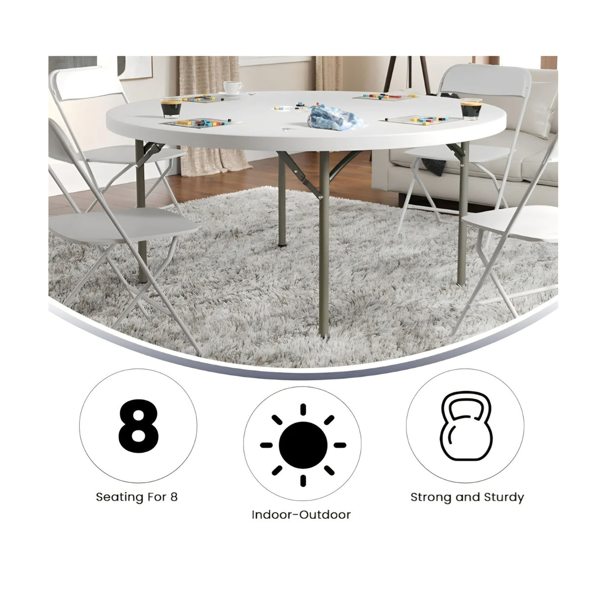 Flash Furniture 5' Round All-Occasion Plastic Folding Event Table