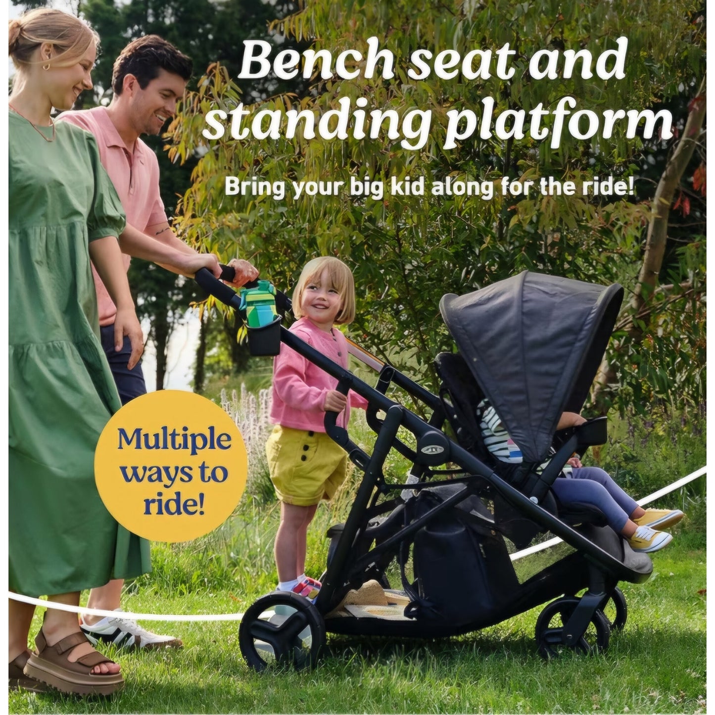 Graco Ready2Grow 2.0 Double Stroller, Twin Baby Stroller Features Bench Seat and Standing Platform