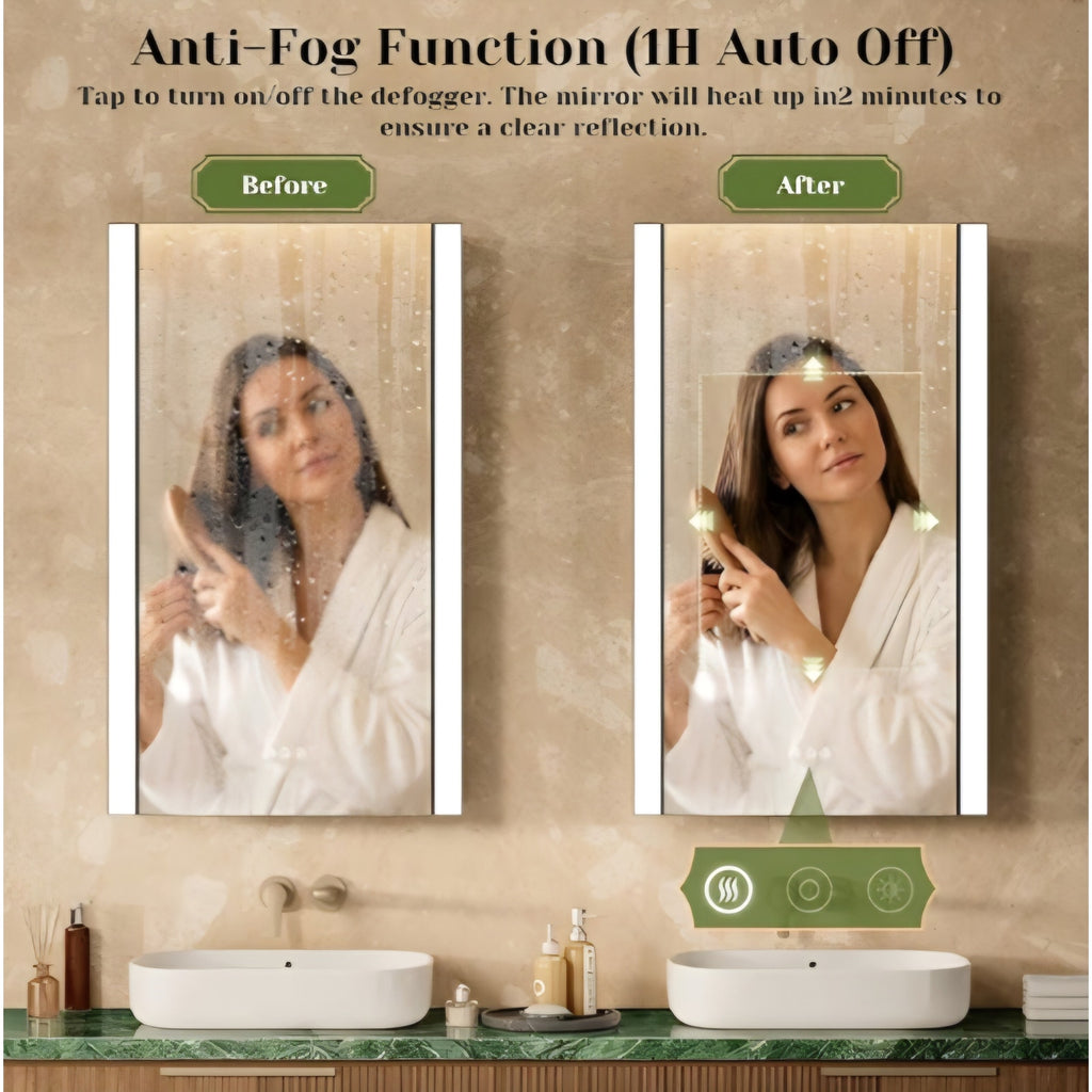 24x32 Inch Medicine Cabinet with Lights, Modern Bathroom Lighted Medicine Cabinet with Mirror,