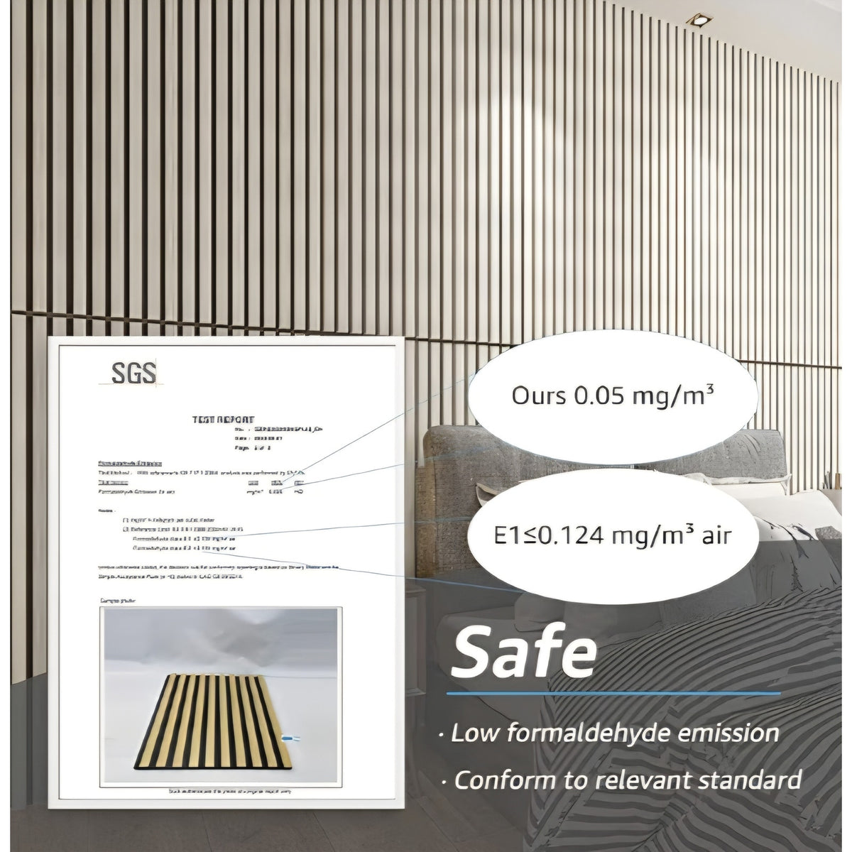 Art3d 2 Wood Slat Acoustic Panels for Wall and Ceiling - 3D Fluted Sound Absorbing Panel WHITE ELM