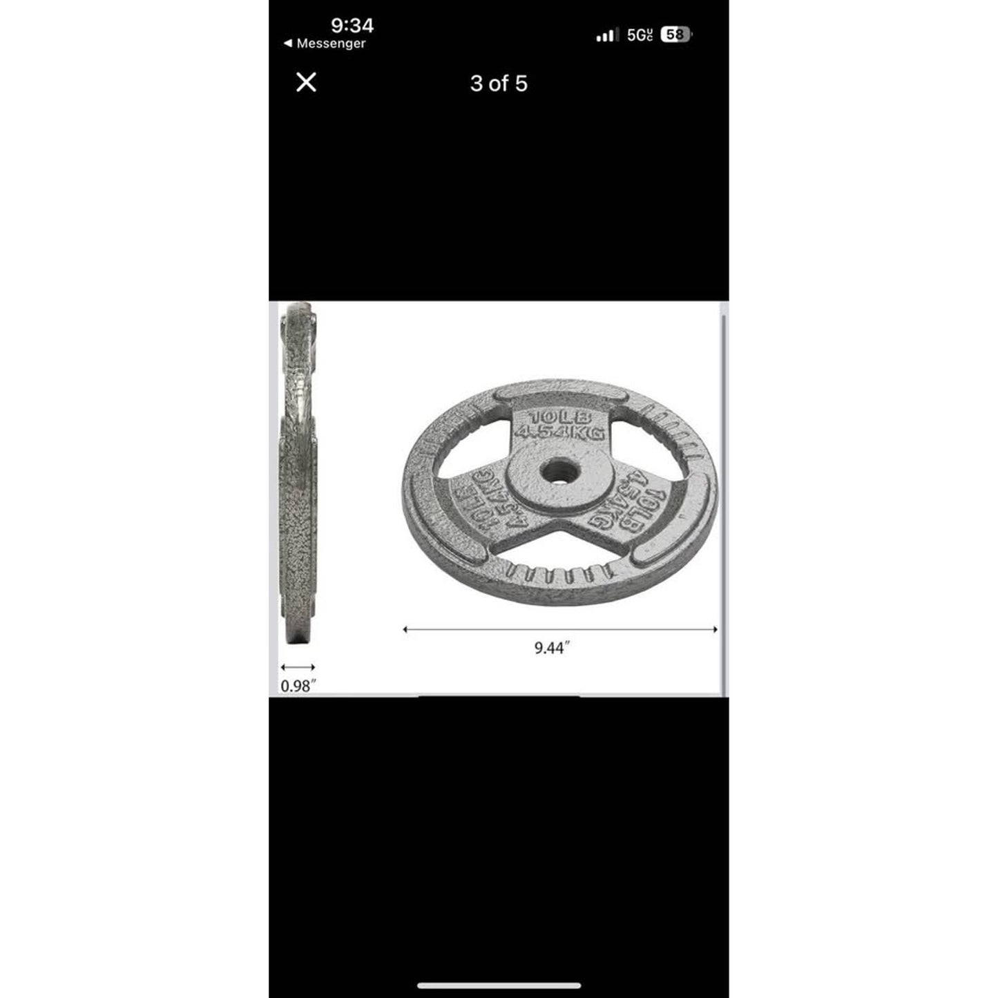 1” Cast Iron Plate Weight Plate for Strength Training and Weightlifting Set of 4