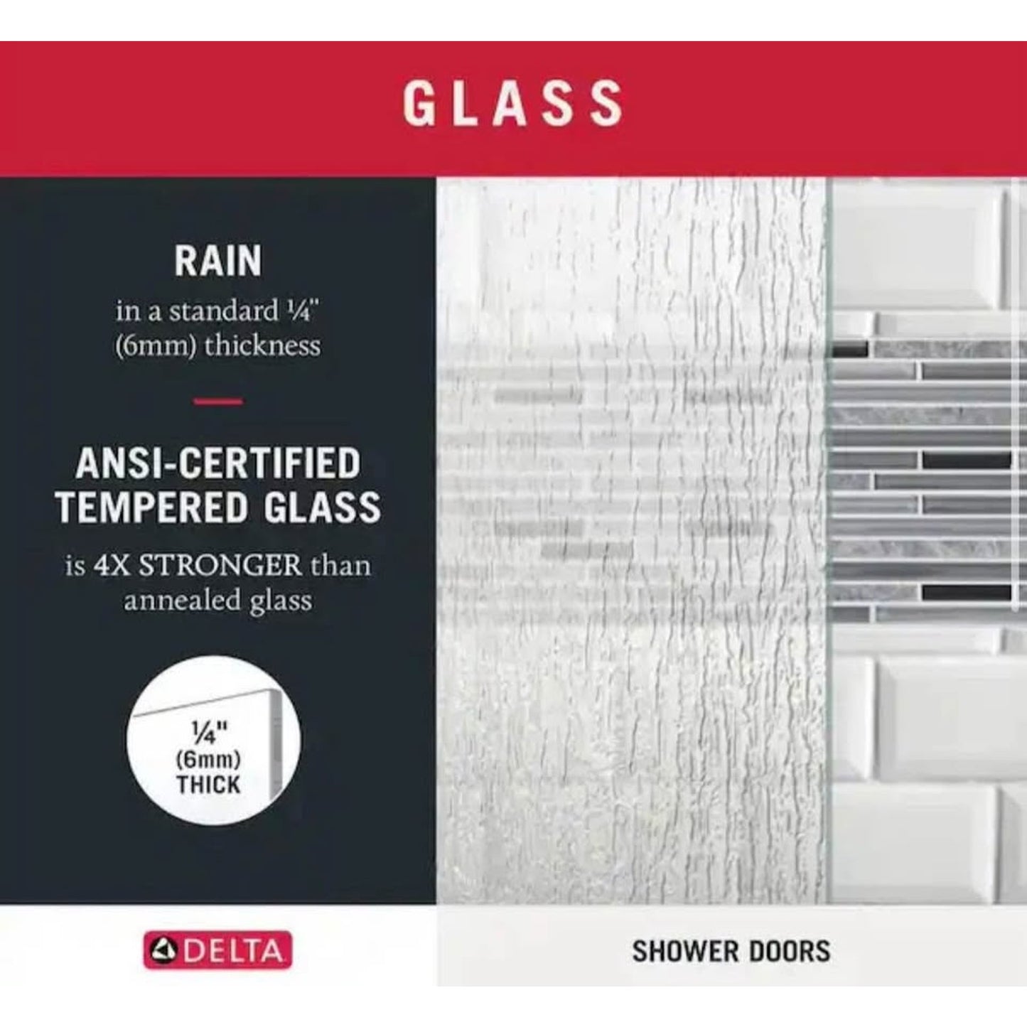 Delta 29-3/4 in. x 67-3/4 in. x 1/4 in. (6 mm) Frameless Sliding Shower Door Glass Panels in Rain (F
