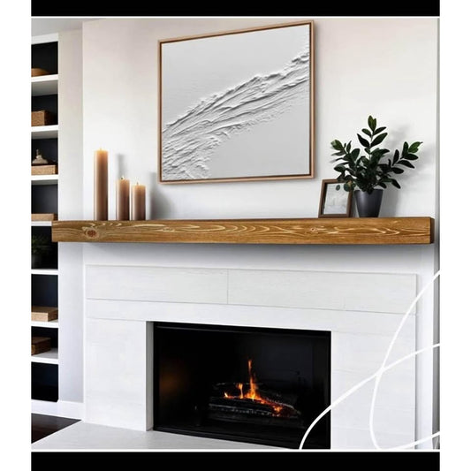 BoscoMondo Solid Wood Fireplace Mantel Shelf, Floating Mantle for Living Room, Farmhouse Rustic Wood