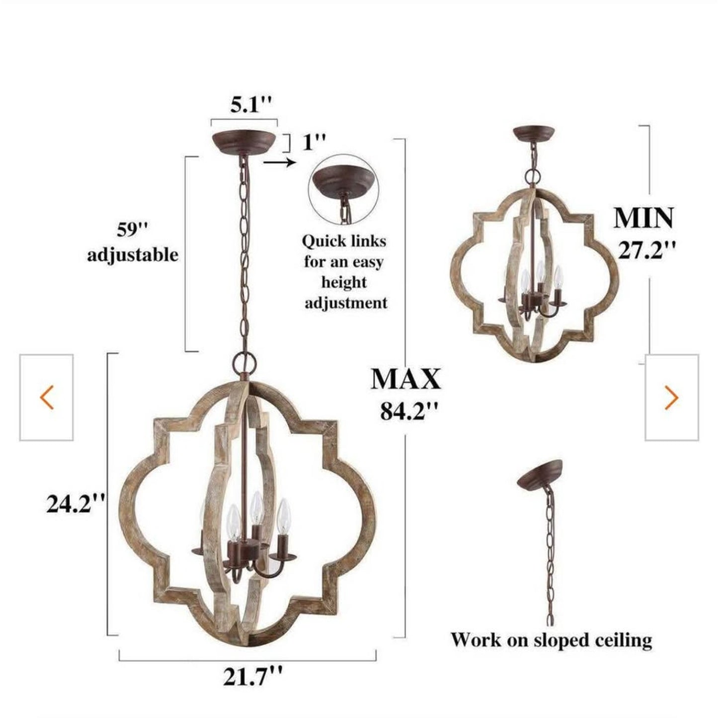Modern Farmhouse Cage Chandelier Bronze 4-Light Island Candlestick Chandelier Rust Proof Weathered W