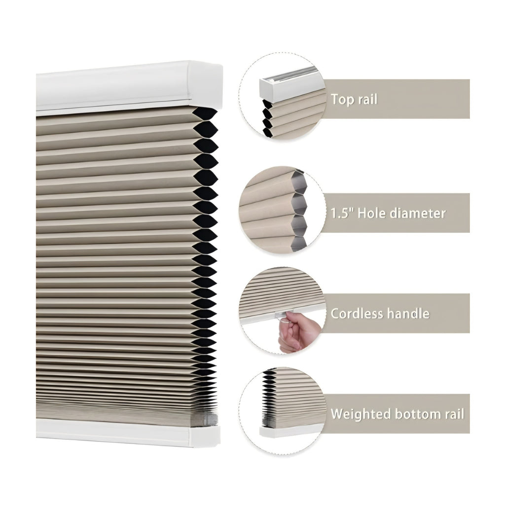 Cordless Honeycomb Blinds Cellular Shades Blackout for Bedroom 31" Wx72 H