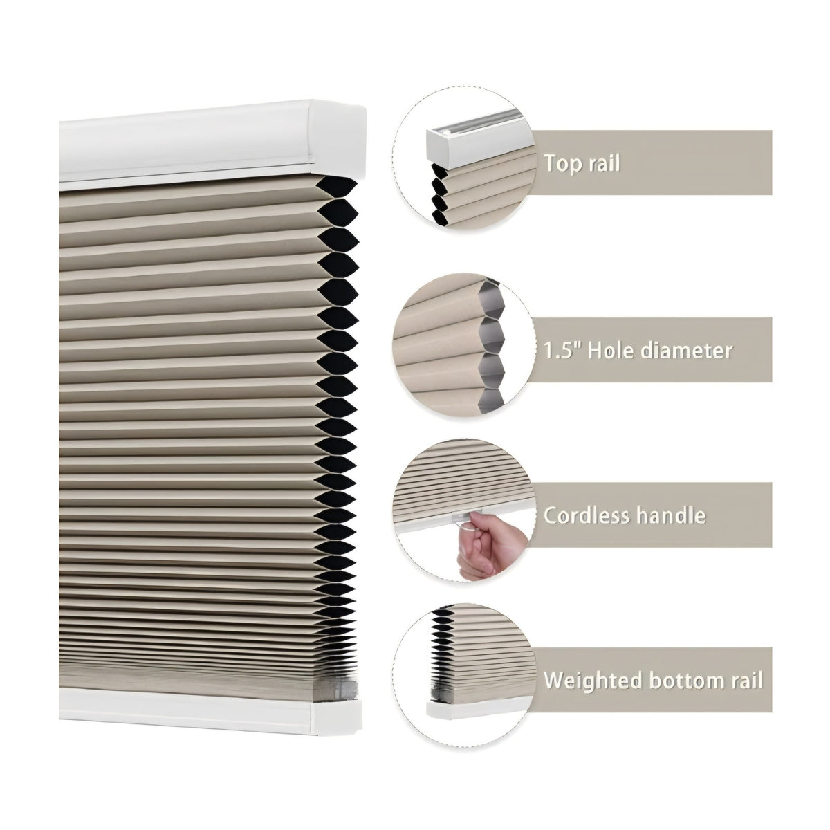 Cordless Honeycomb Blinds Cellular Shades Blackout for Bedroom 31" Wx72 H