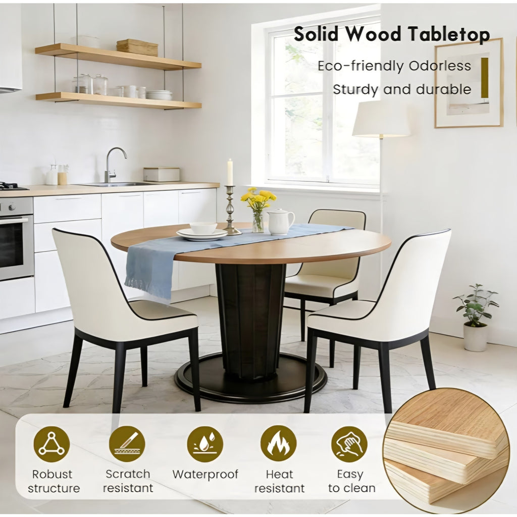 Round Folding Table Top Extender 48/55/59/63/71/79" Solid Wood Table Extension For Dining Table
