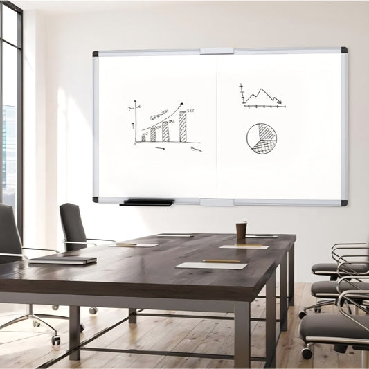 VIZ-PRO Magnetic Dry Erase Board, 60 X 48 Inches, Foldable Wall-Mounted Whiteboard