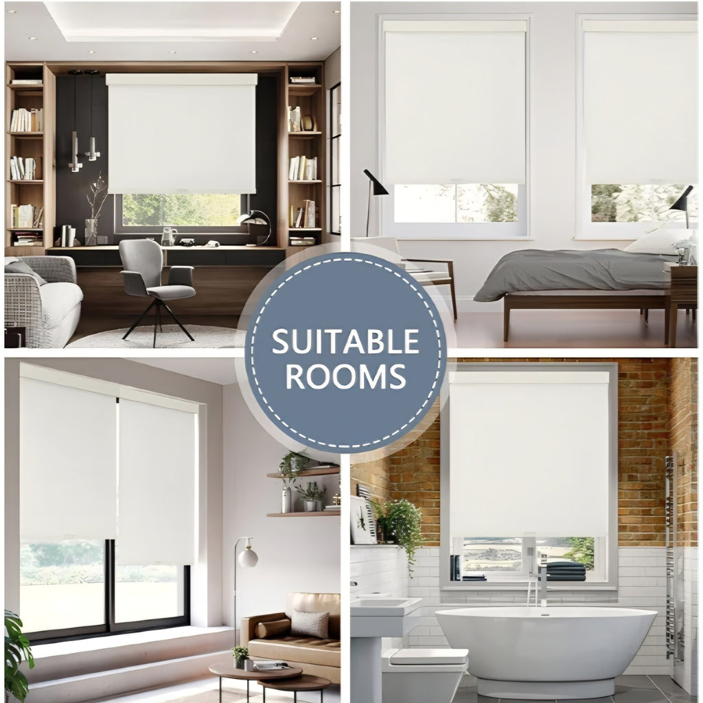 AOSKY Blackout Roller Shades Cordless Blinds for Windows, Free-Stop Shades with Valance
