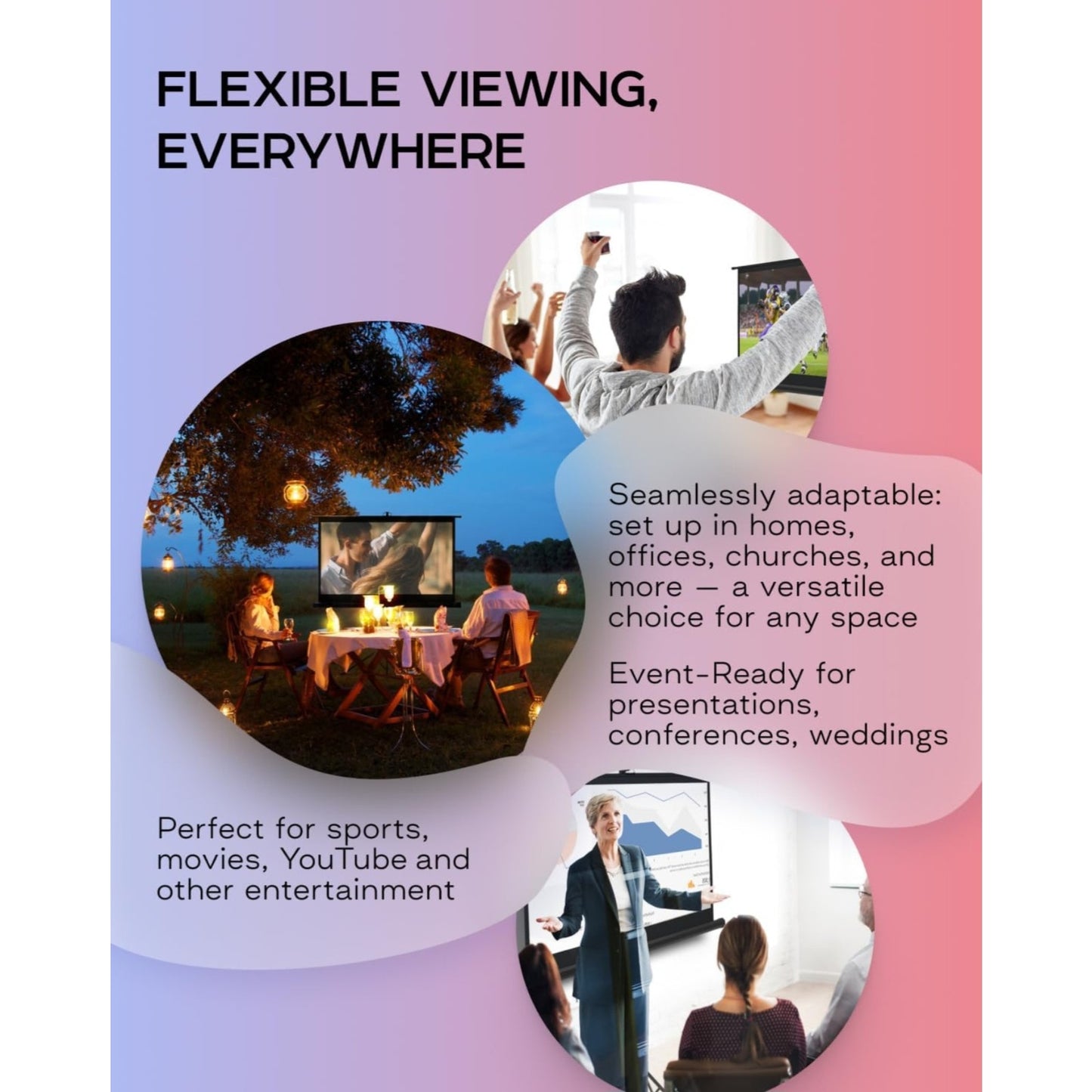 100 Inch Indoor and Outdoor Projector Screen with Stand for Movies or Presentations - HDPremium16:9