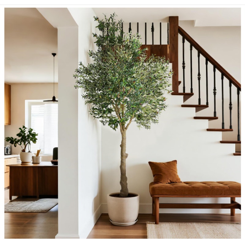 Artificial 10FT Olive Tree Indoor, Tall Faux Olive Tree with White Planter