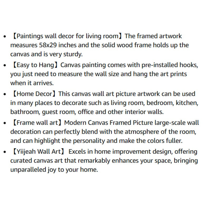 yiijeah Paintings Wall Decor - Wall Frames, Abstract Canvas Wall Art Blue and White, 58"L x 29"W.