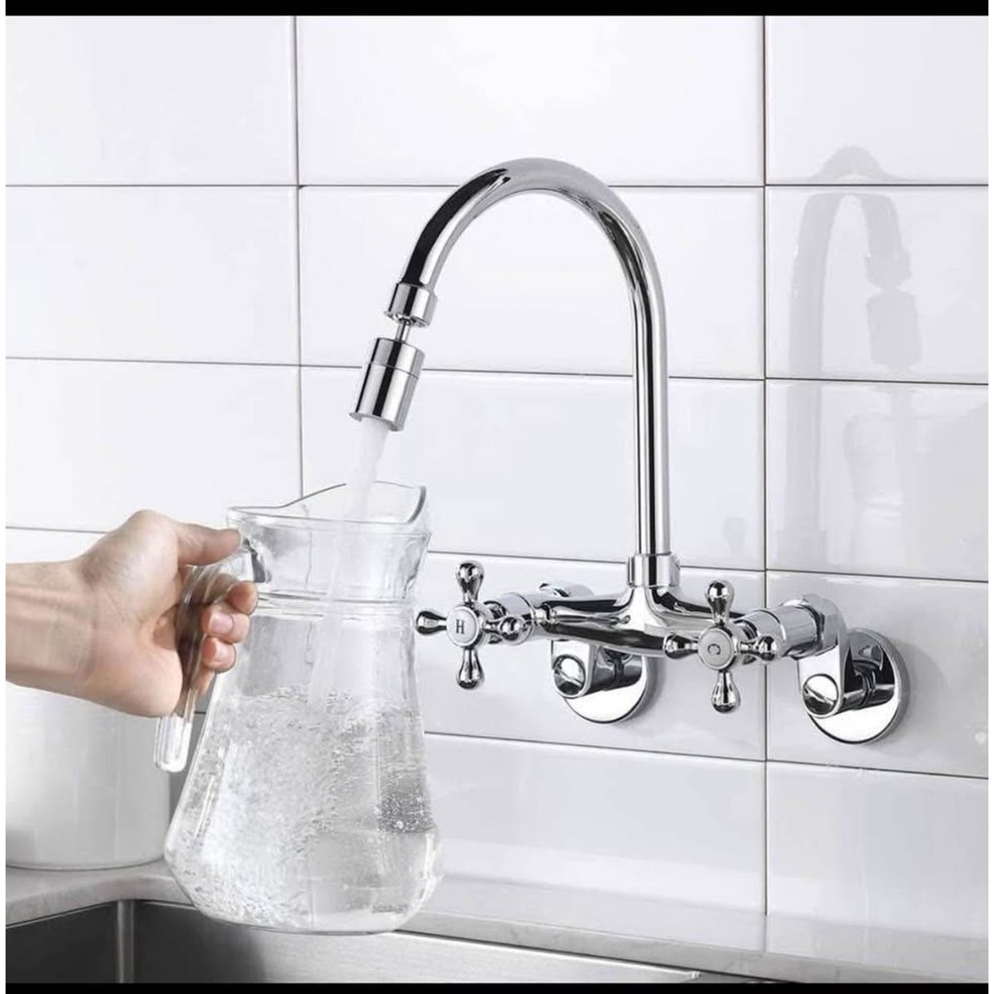 Wall Mount Kitchen Sink Faucet, 6 Inch Center Sink Faucet, in Wall Faucet Kitchen Sink, Kitchen Wall
