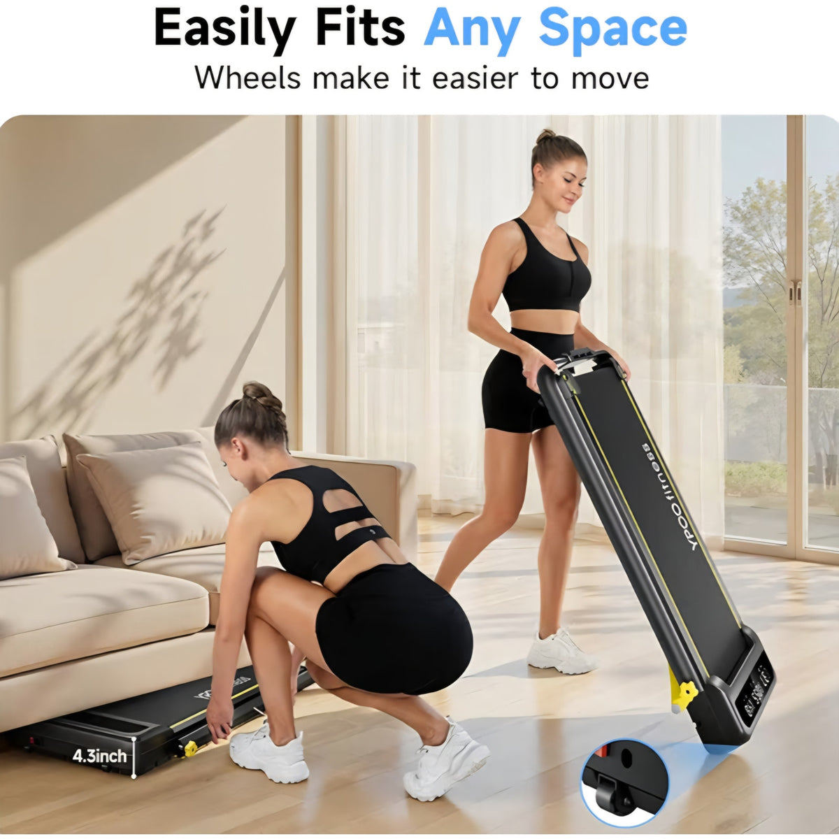 Foldable Treadmill with Incline, Walking Pad with Handle Bar 3 Level Incline, Portable Folding