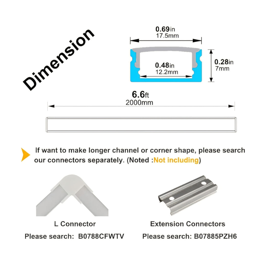 20-Pack 6.6ft/ 2Meter U Shape LED Aluminum Channel System with Milky Cover