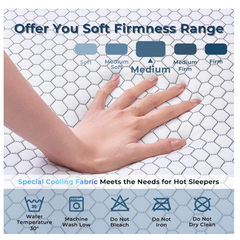 Odorless Foldable Mattress Medium Twin Size 75" x 38" x 6"