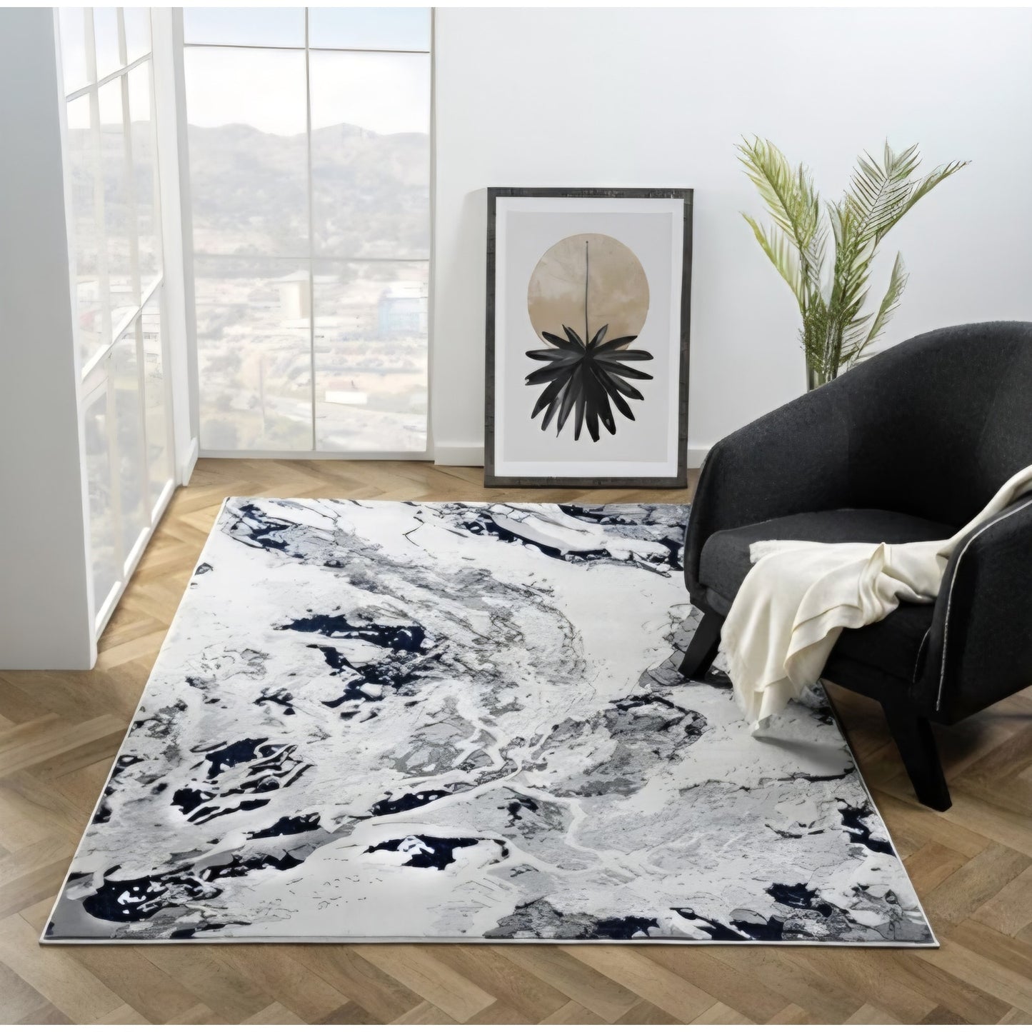 LUXE WEAVERS Abstract Marble Blue 6X9 Area Rug