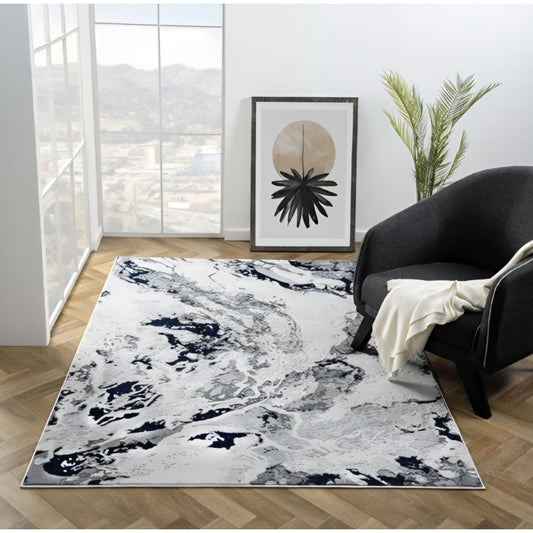 LUXE WEAVERS Abstract Marble Blue 6X9 Area Rug
