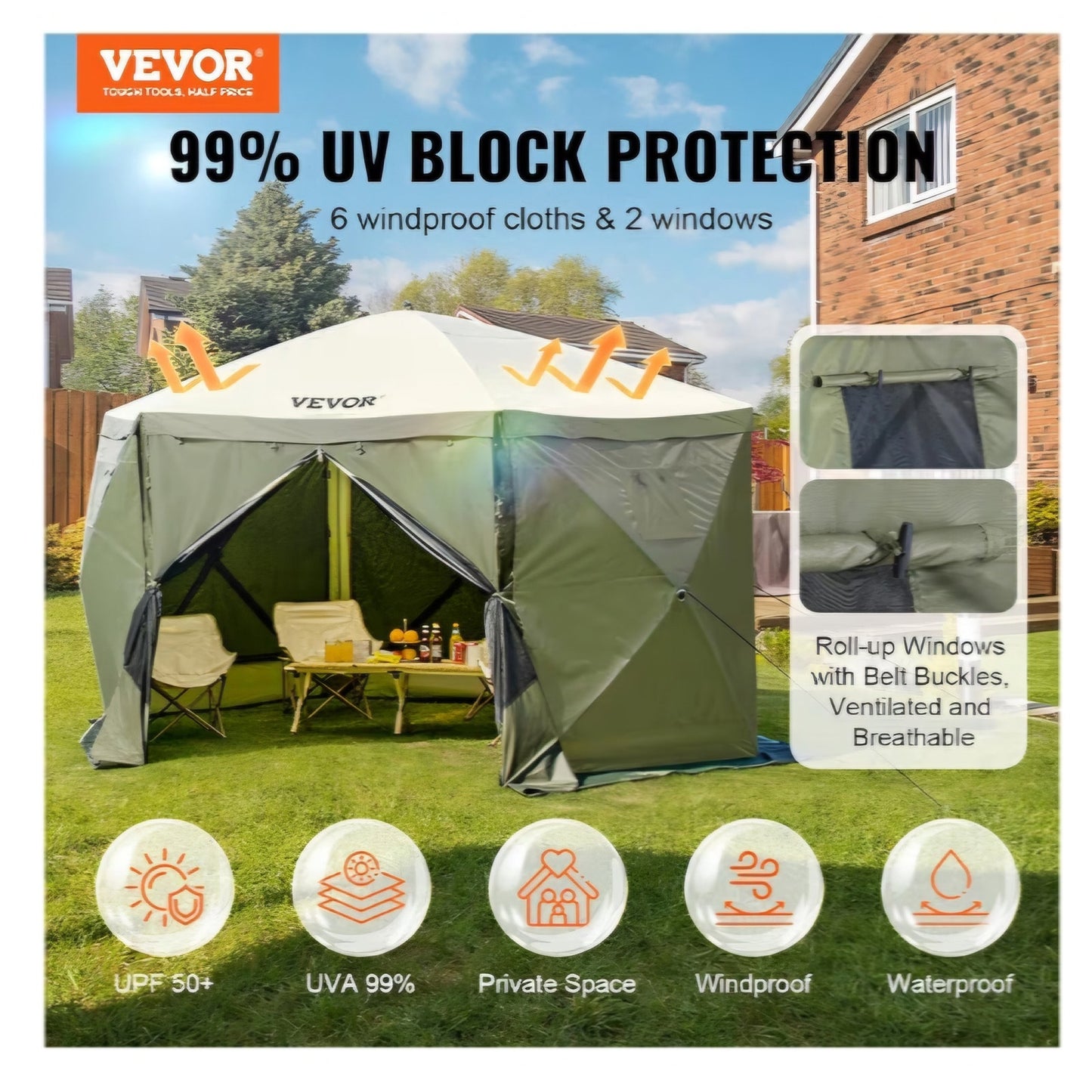 VEVOR 12x12ft Pop Up Gazebo Tent with Mosquito Netting