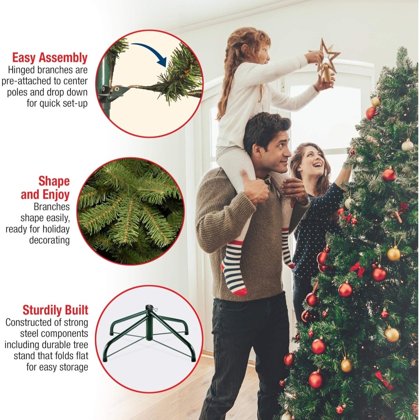 National Tree Company 7.5 ft Pre-Lit Tiffany Fir Slim Artificial Christmas Tree, 600 Clear Lights