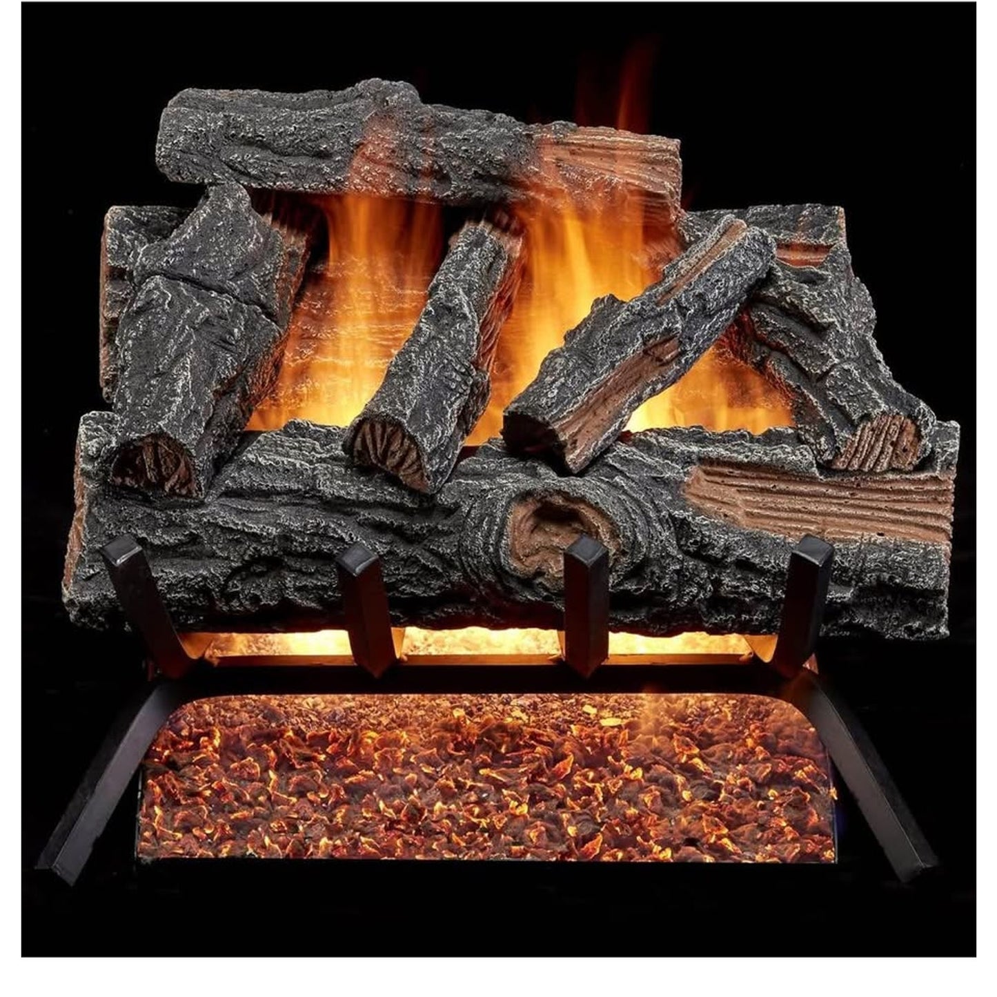 HearthSense MO18HVL Natural Gas Vented Fireplace Logs Set with Match Light, 45000 BTU, Heats up to 1