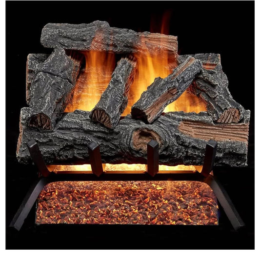 HearthSense MO18HVL Natural Gas Vented Fireplace Logs Set with Match Light, 45000 BTU, Heats up to 1