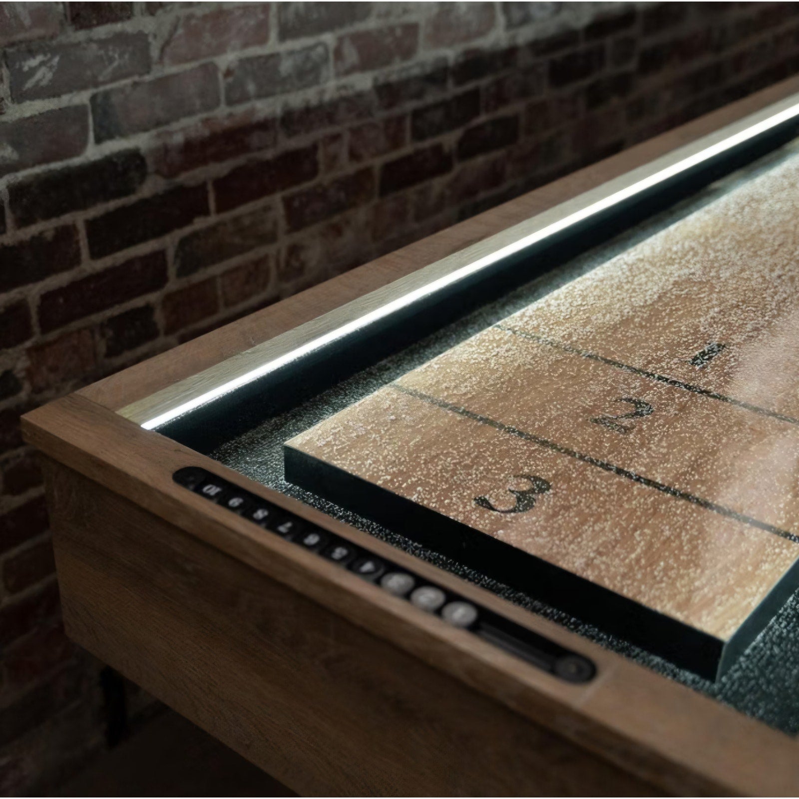 American Legend LED Shuffleboard with Buffet Top - Modern Style - Light Up LED Rails