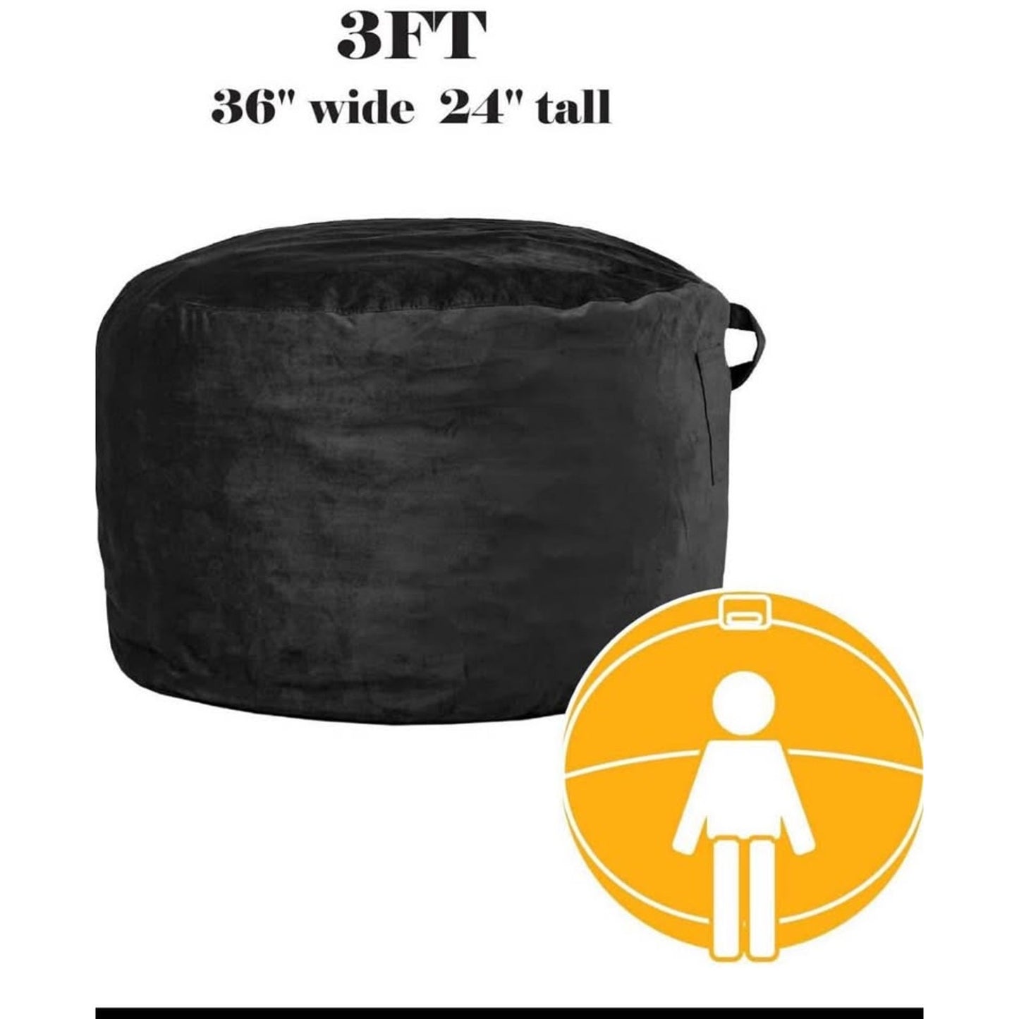 Bean Bag Chair with Filler Included for College Students, 3 FT Comfy Beanbag Chairs for Adults - Mac