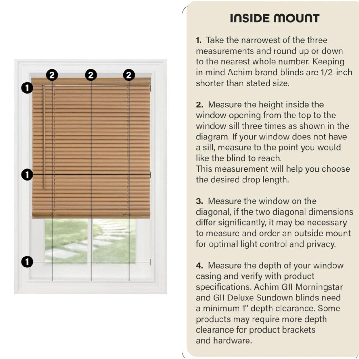 Cordless Light Filtering Mini Blind - 70 Inch Width, 48 Inch Length, 1" Slat Size - Black