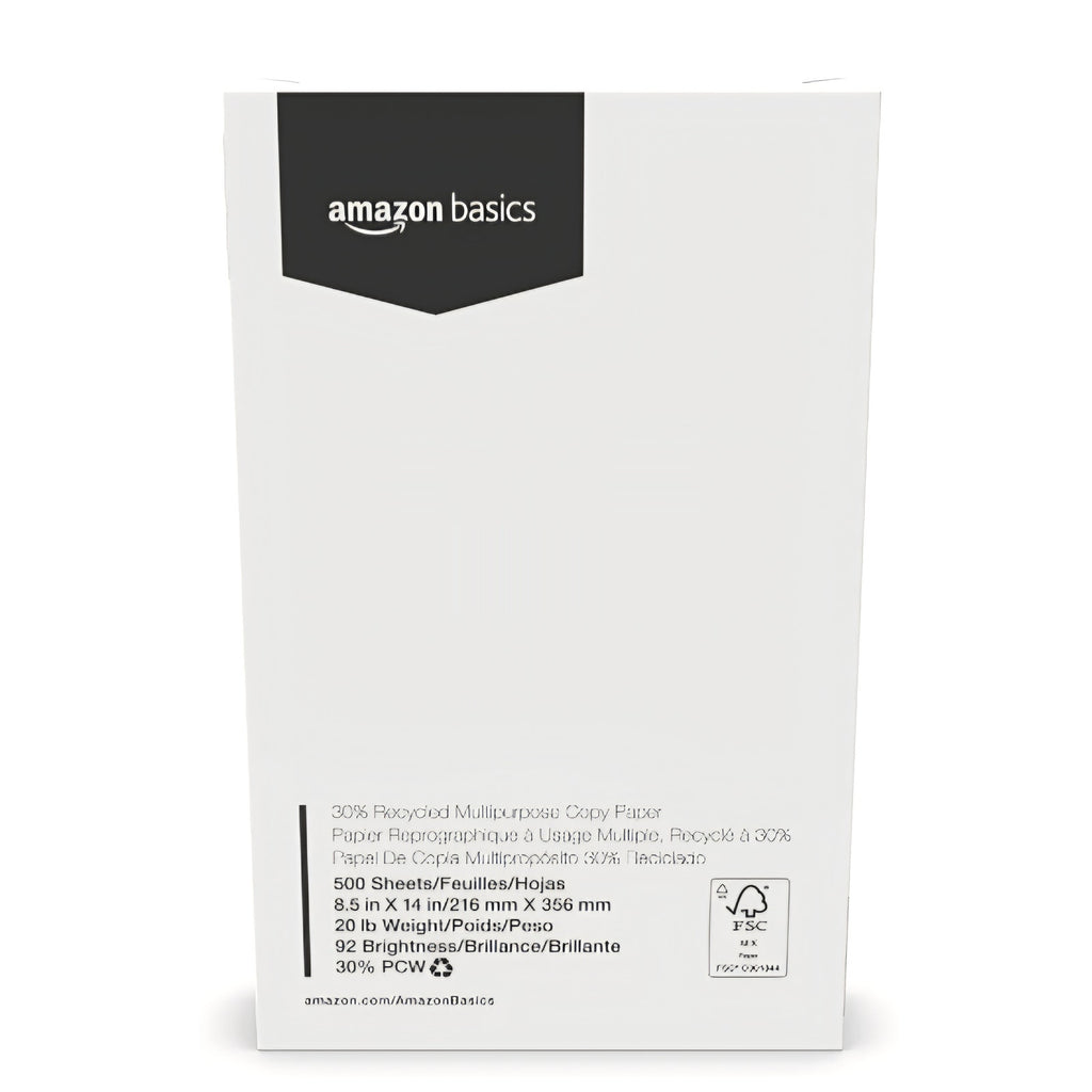 30% Recycled Multipurpose Copy Printer Paper, 8.5 x 14 Inches, 20 lb, 10 Ream