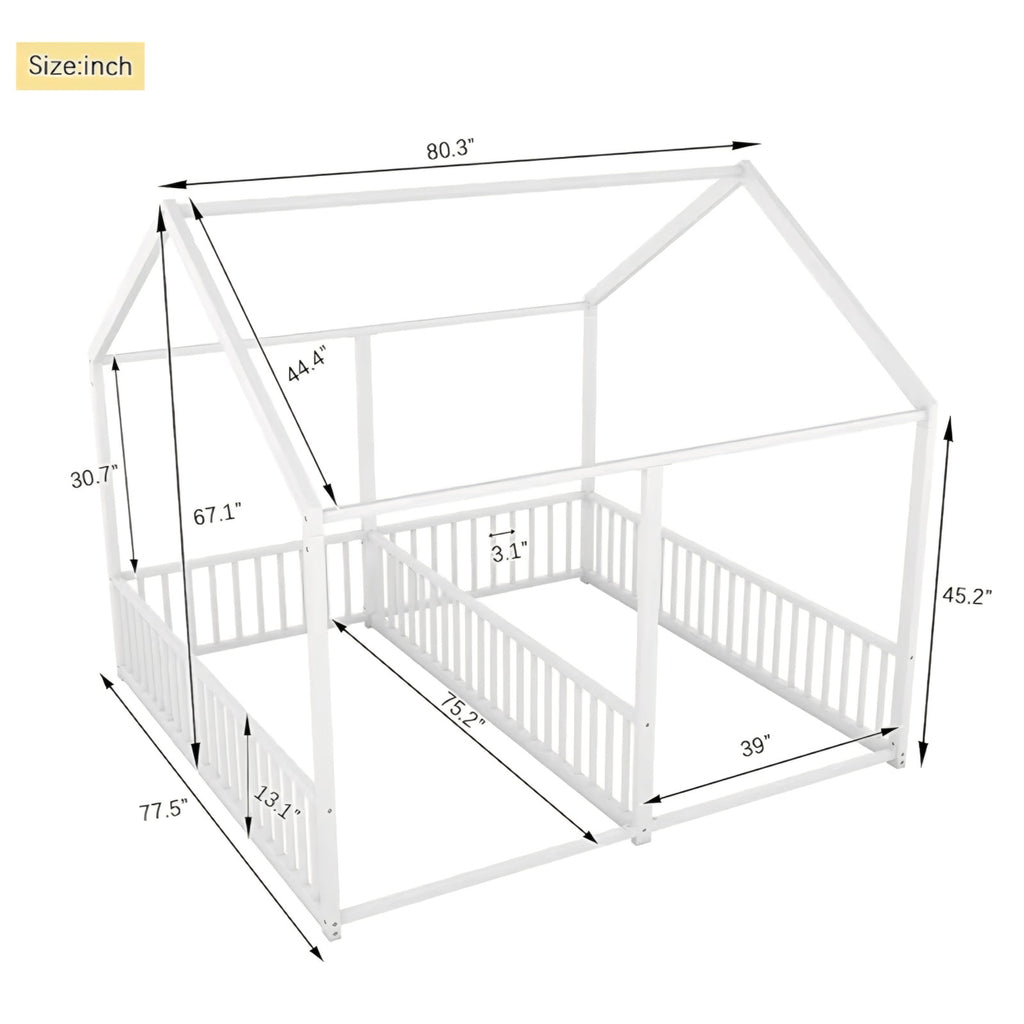 Modern Classic House Bed Frame with Storage Under Frame, Sturdy Construction Heavy Duty Frame