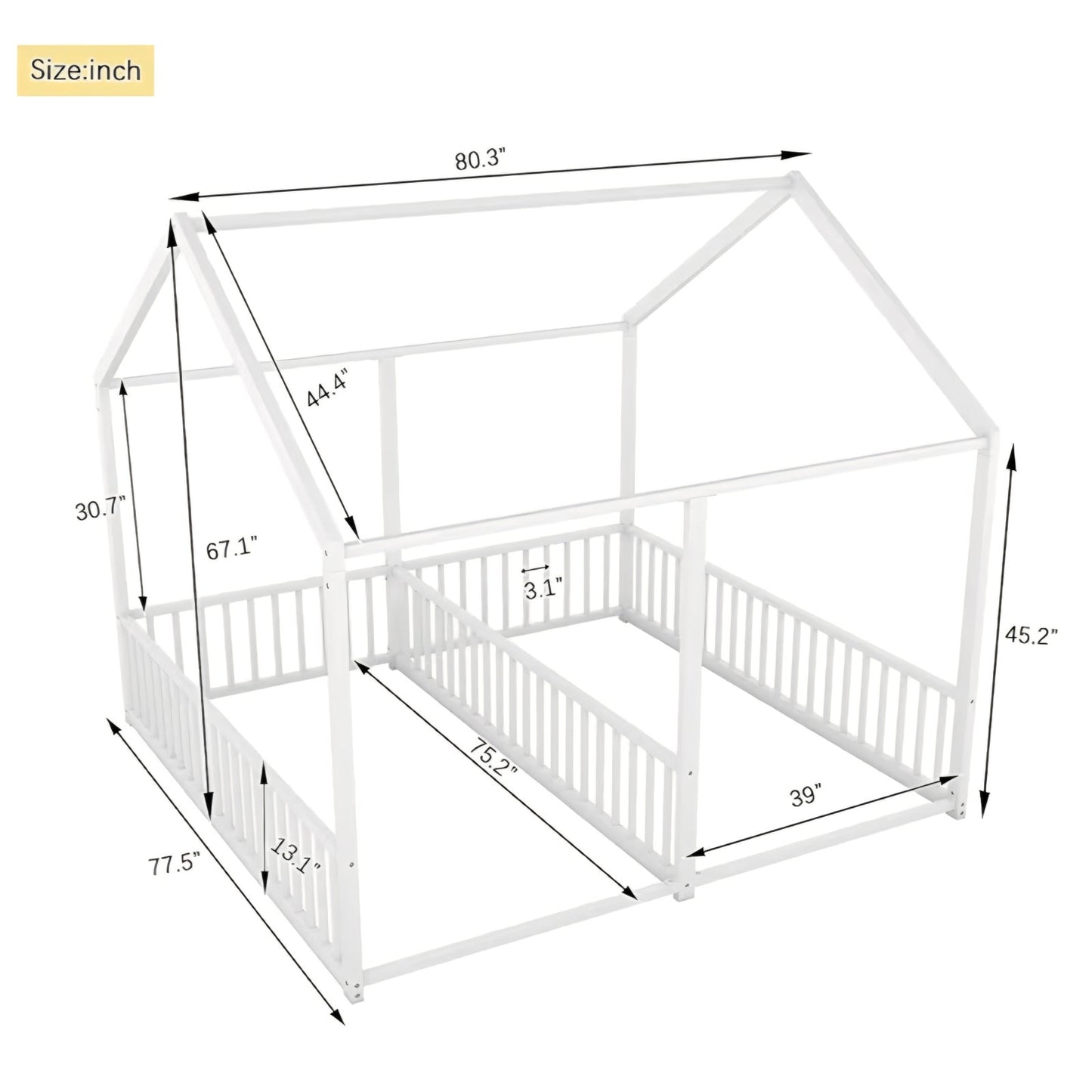 Modern Classic House Bed Frame with Storage Under Frame, Sturdy Construction Heavy Duty Frame
