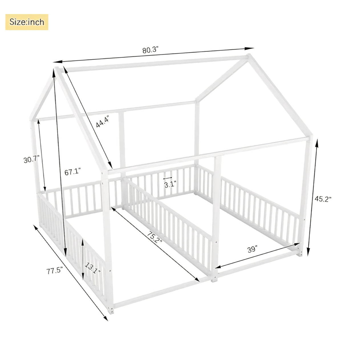 Modern Classic House Bed Frame with Storage Under Frame, Sturdy Construction Heavy Duty Frame