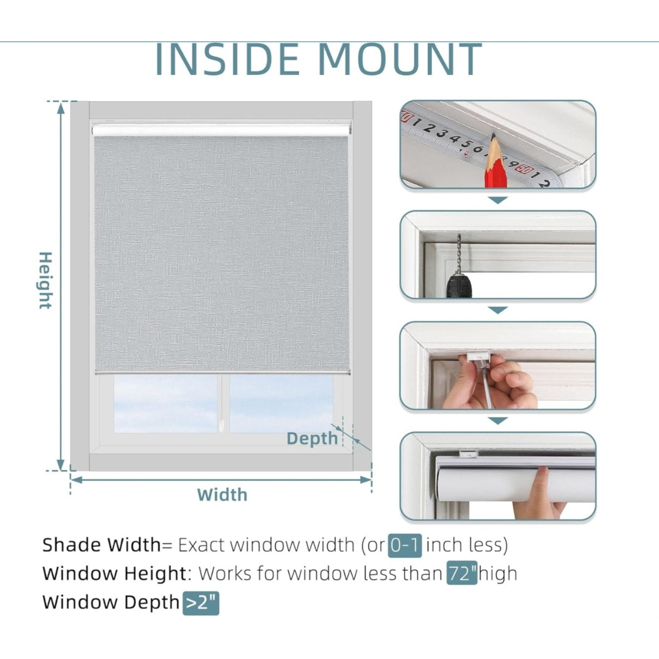 ChrisDowa Cordless 100% Blackout Roller Shade, with Striped Jacquard, Thermal Insulated,