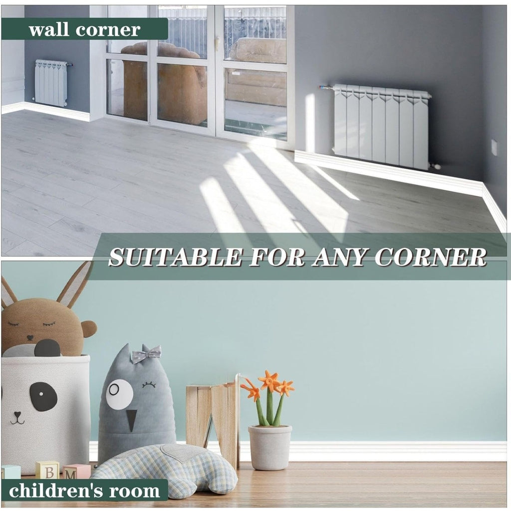 Sasylvia 2 Pcs Flexible Baseboard Molding Trim 4 Inch x 16 Feet Self Adhesive Vinyl Wall Base Peel