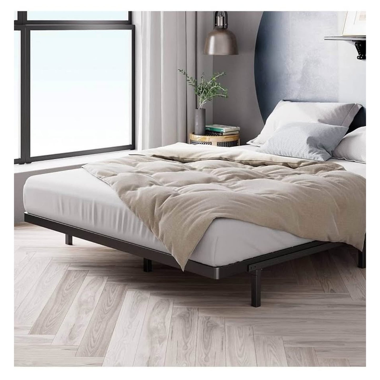 ZINUS Quick Lock Bunkie Board, Box Spring & Bed Slat Replacement, Metal Frame with Steel Slats, Easy