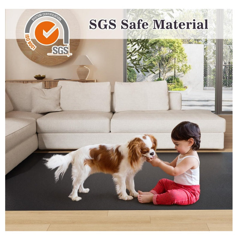 8'×10' Black Floor Mat for Under Kitchen Table, Waterpoof Floor Protector