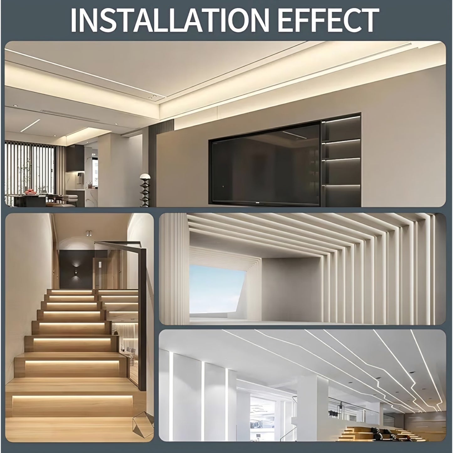 6 Pack Plaster-in LED Channel 6.6FT Recessed Drywall Aluminum Lighting Track,Trimless Strip Profile