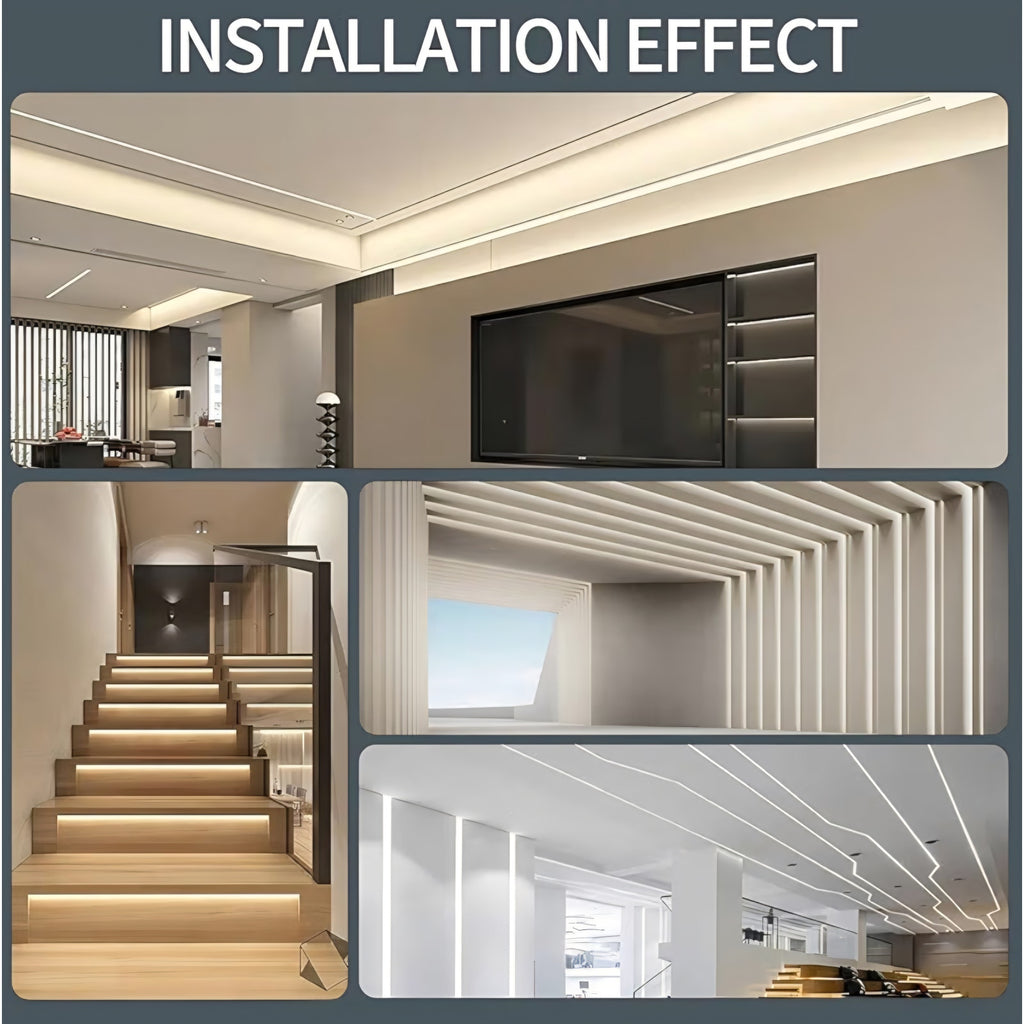 6 Pack Plaster-in LED Channel 6.6FT Recessed Drywall Aluminum Lighting Track,Trimless Strip Profile