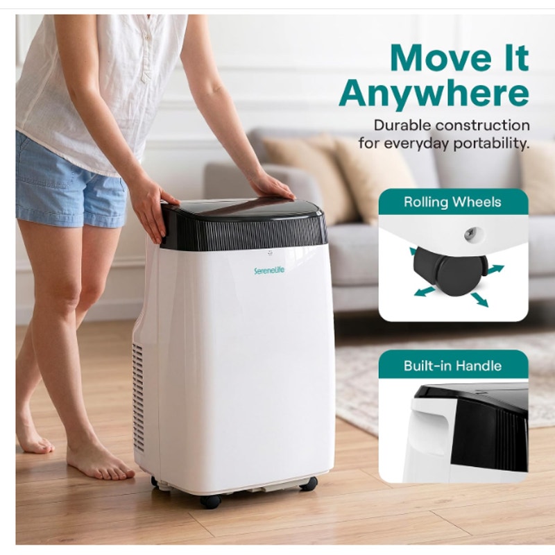 SereneLife Portable Air Conditioner, With Dual Motor, Dehumidifier & Fan | 8,000 BTU AC