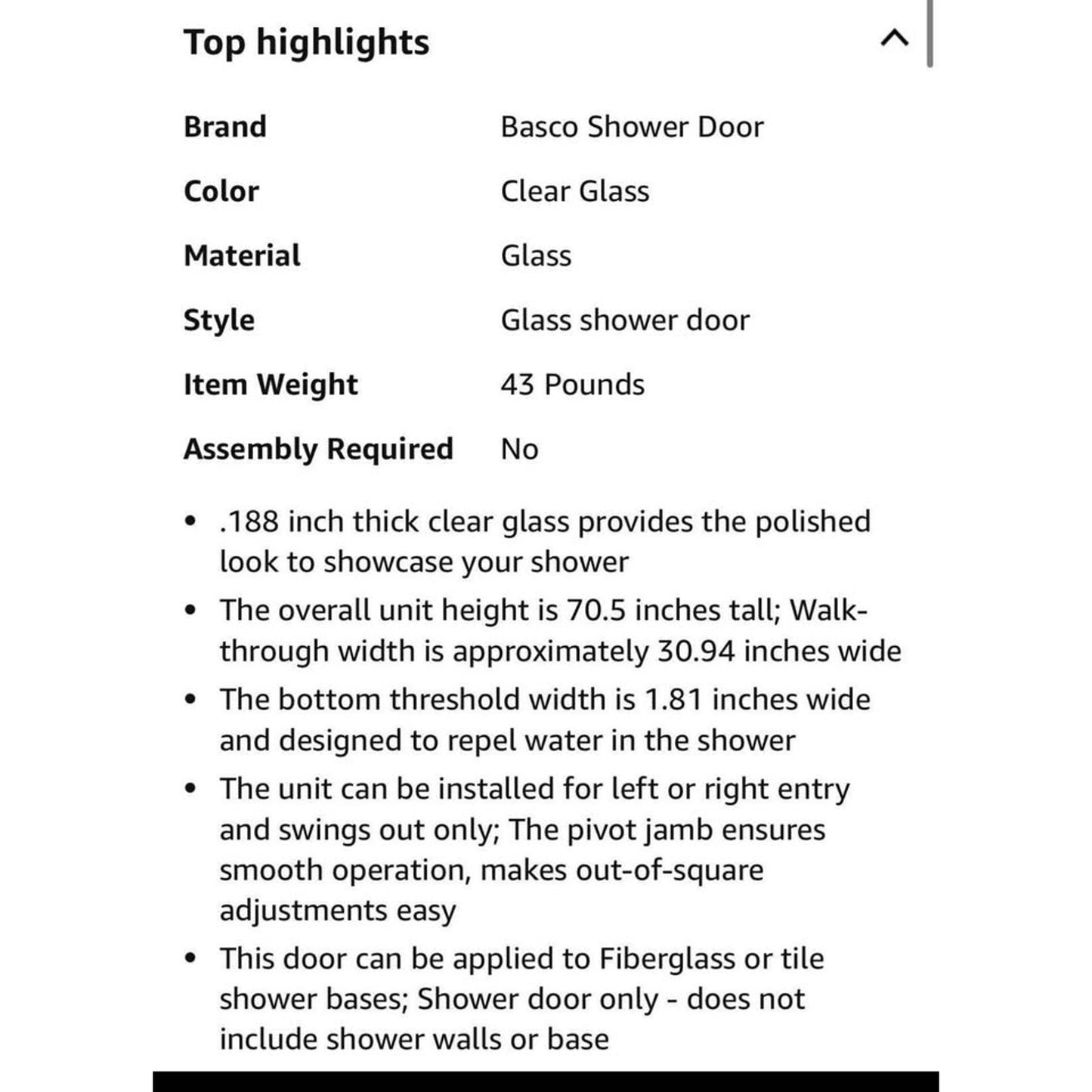 Basco Sopora 34.25- 36 in. Width, Pivot Shower Door, Clear Glass, Silver Finish