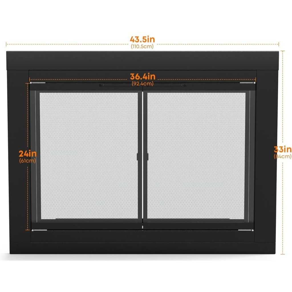 Stanbroil Fireplace Glass Cabinet-Style Door, Black Finish, Large, Decorative Fireplace Screen Door for Fireplace Accessories