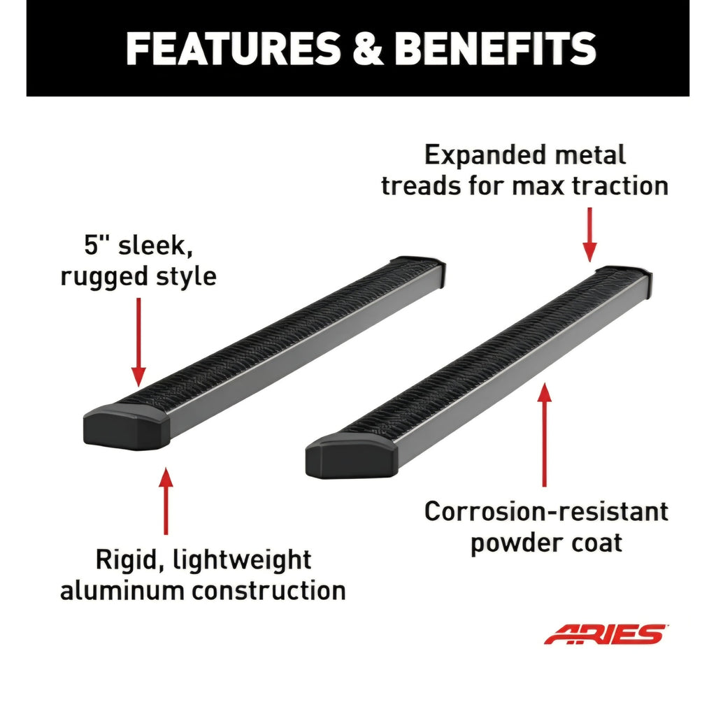 SlimGrip 5" x 78" Black Aluminum Running Boards