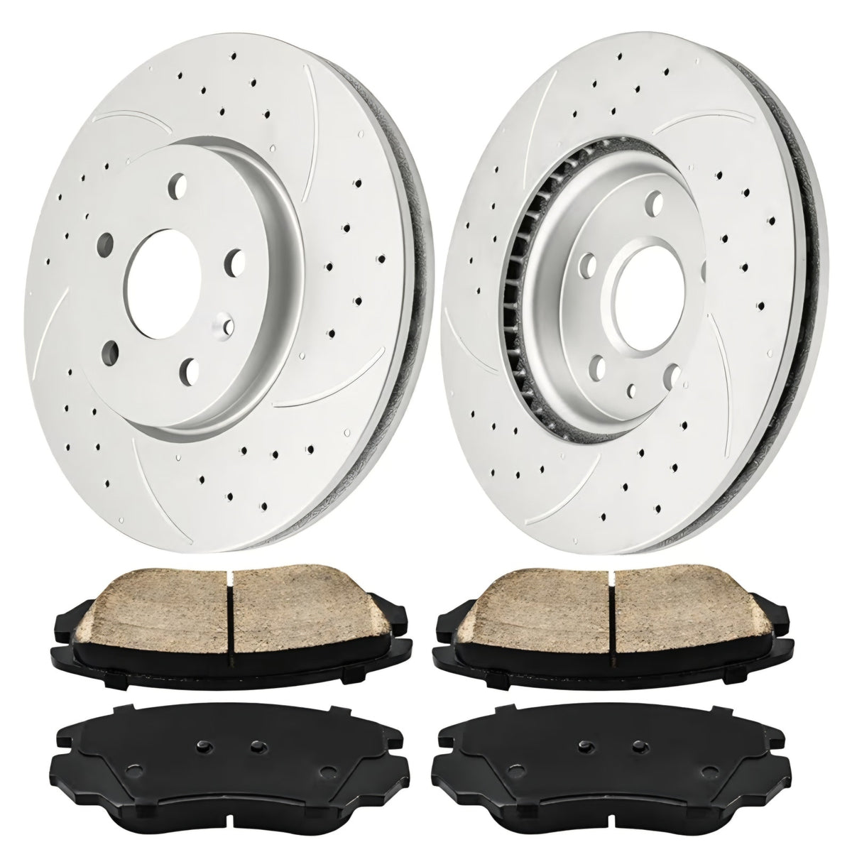 Front Brake Kit, Drilled and Slotted Brake Rotors Equinox, Malibu, LaCrosse