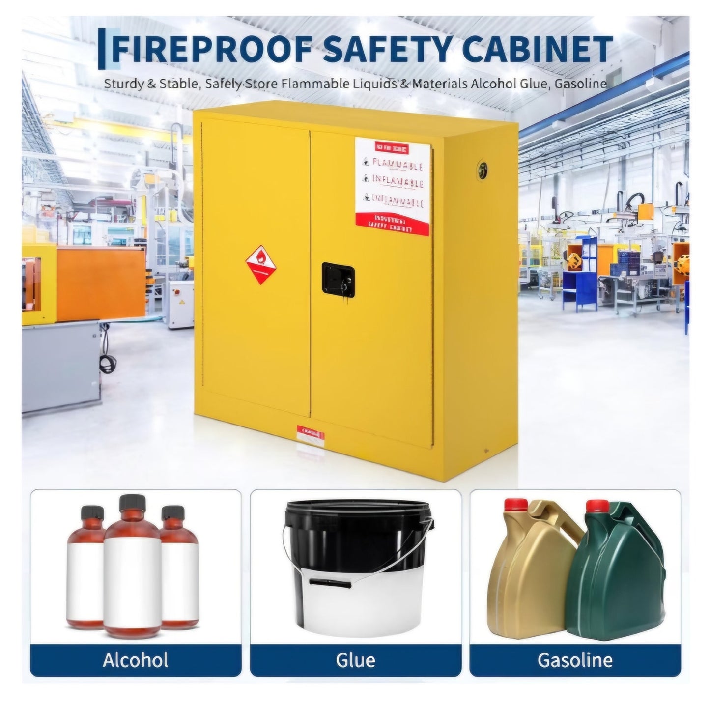 Hazardous Storage Flammable Cabinets, Fire Resistant Safety Cabinet for Flammable Liquids