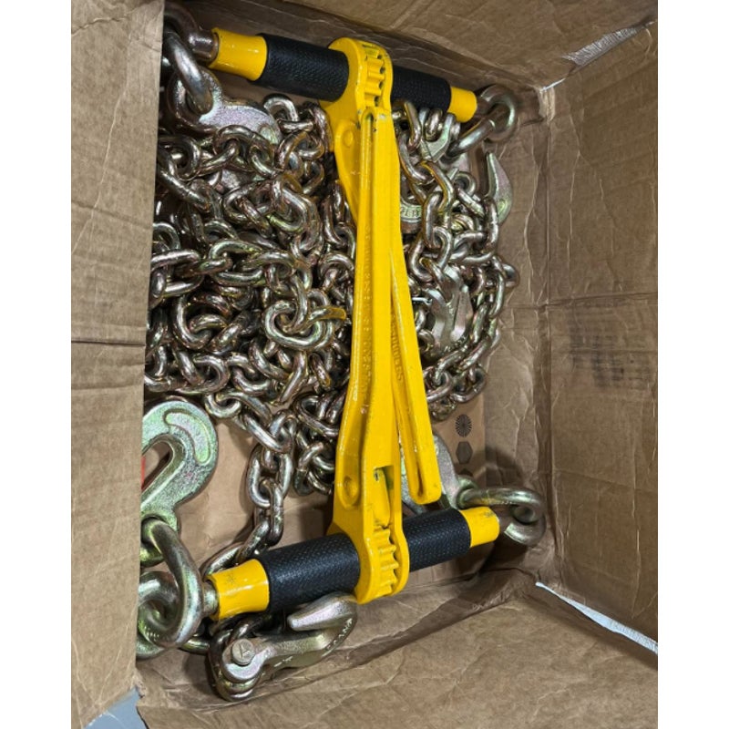 2 SET VEVOR Chain and Binder Kit, 3/8"-1/2" Ratchet Load Binders 9200 lbs Working Load Limit