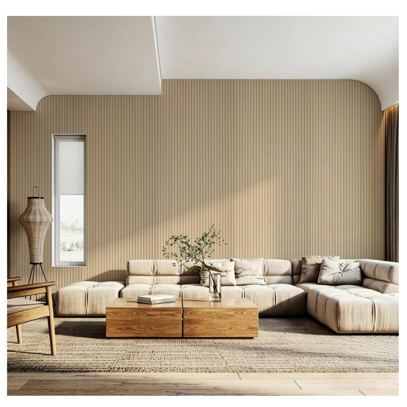 Art3d Roll-Flat Beaded Wood Slat Wall Panel, 1-Pack, 94.5" x 23.6", Ashtree Flexible