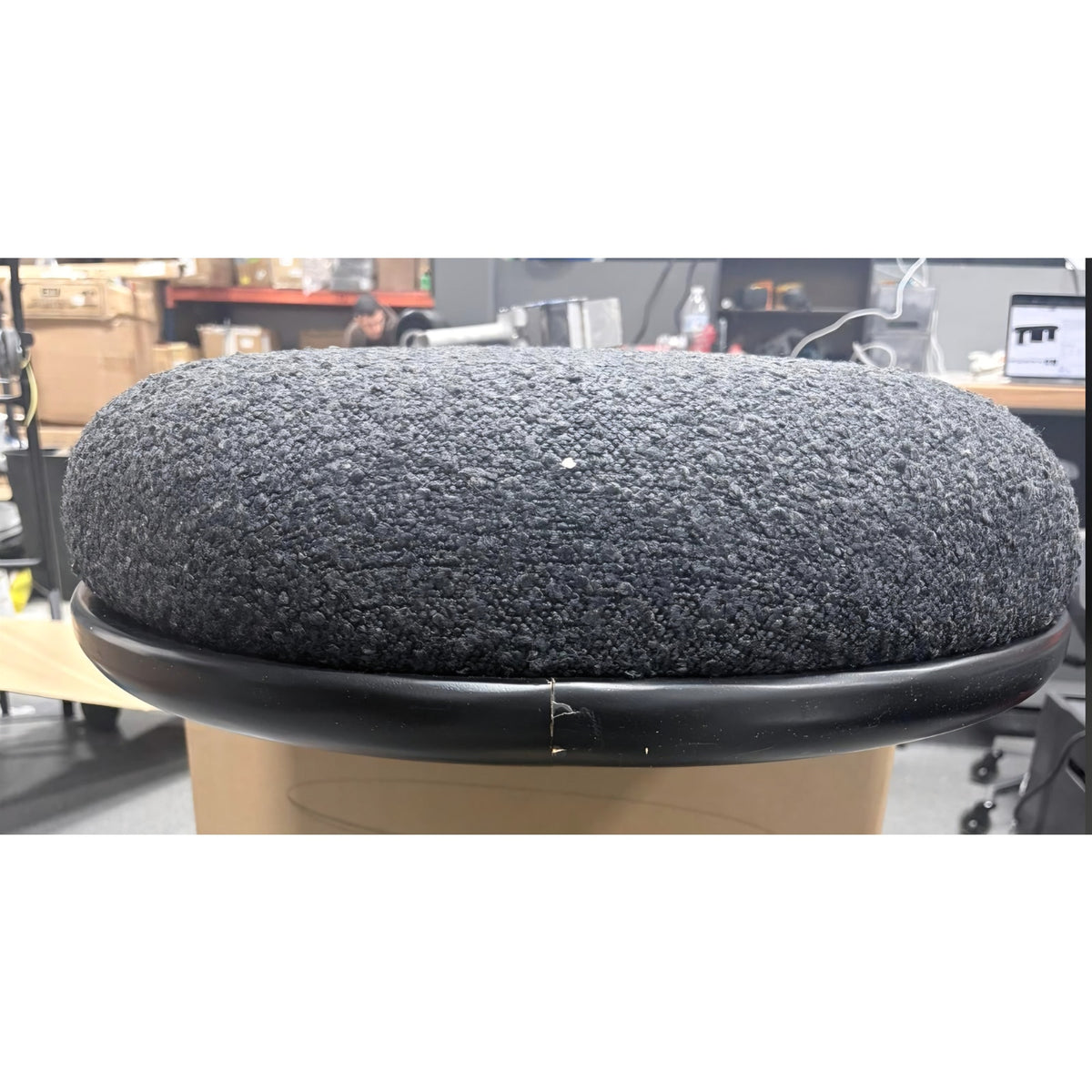 Bench with Luxurious Black Boucle Fabric and Rich Solid Wood with Rich Finish