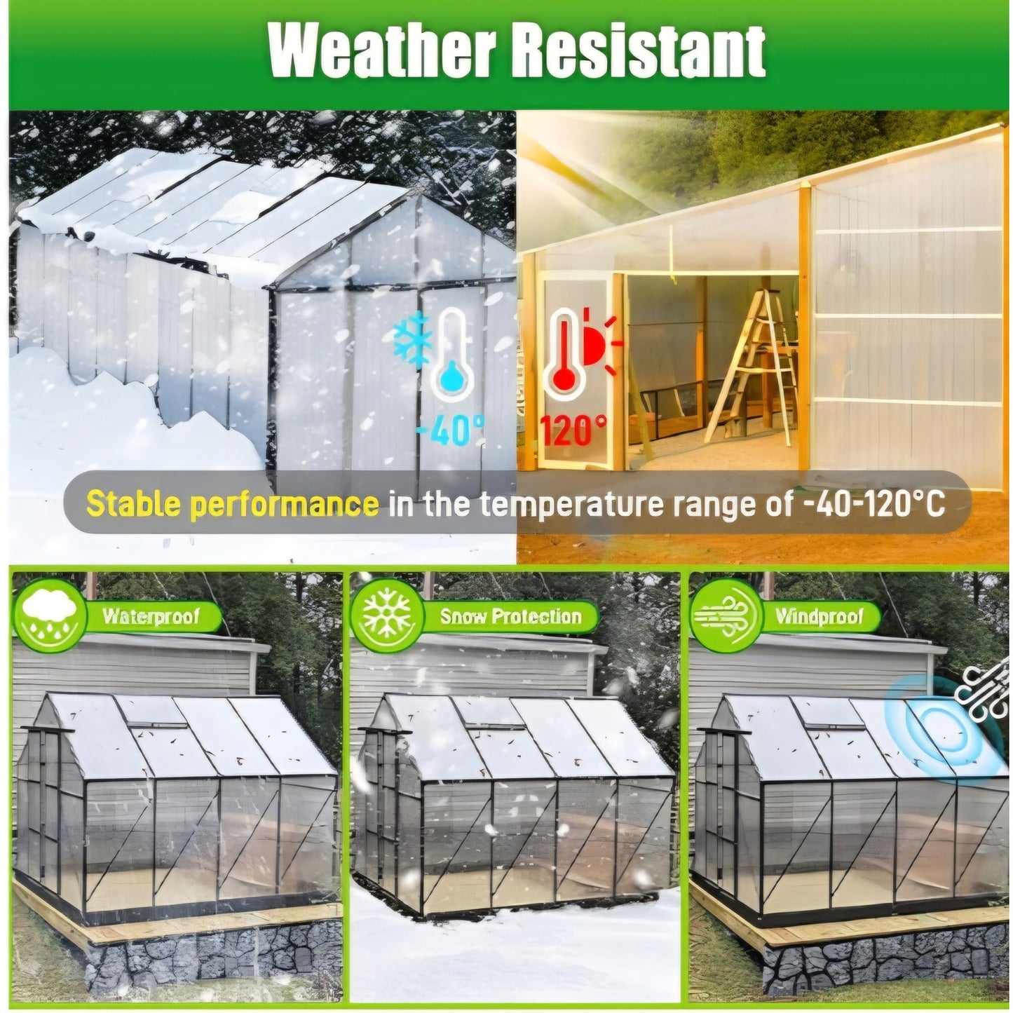 6 Pack Polycarbonate Greenhouse Panels, 8' x 4' x 0.24'' Twin-Wall Polycarbonate Sheets