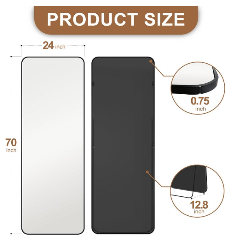 Delma Full Length Mirror, 70"x24" Black